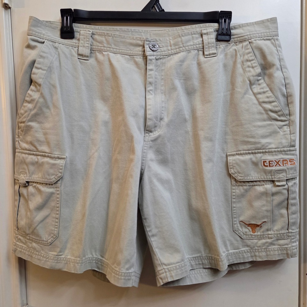Columbia Texas Longhorns Mens Cargo Shorts 40 Tan Cotton UT Austin NCAA